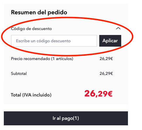 como aplicar un codigo descuento miravia