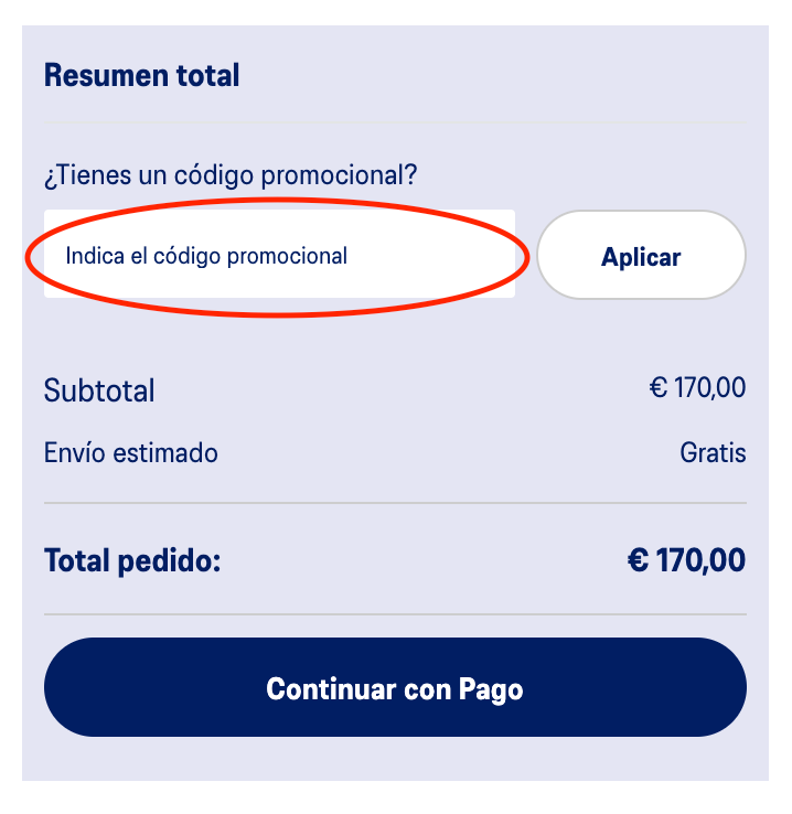 Como aplicar un codigo promocional ASICS