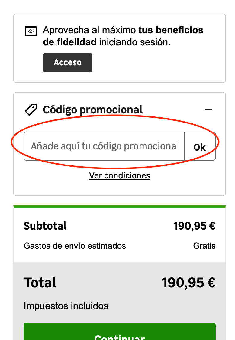 Como aplicar el codigo descuento Leroy Merlin parte 2