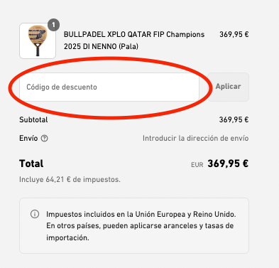 Como y donde aplicar un codigo descuento Padel Market