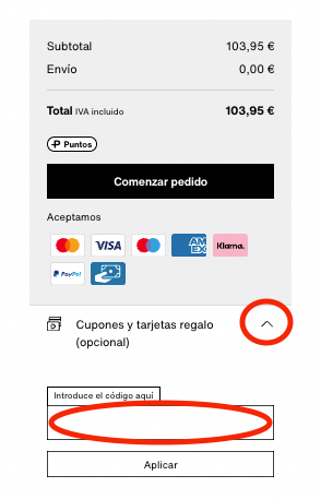 como canjear el codigo descuento zalando