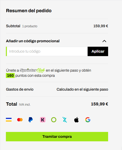 como aplicar un codigo descuento sprinter