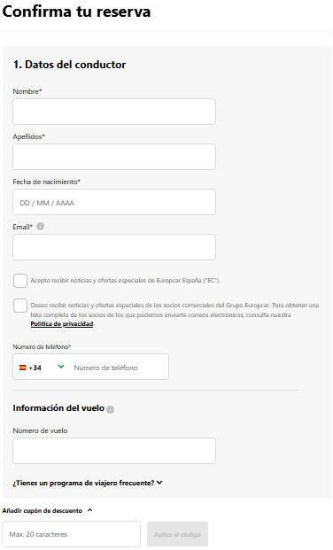 como aplicar un codigo descuento europcar
