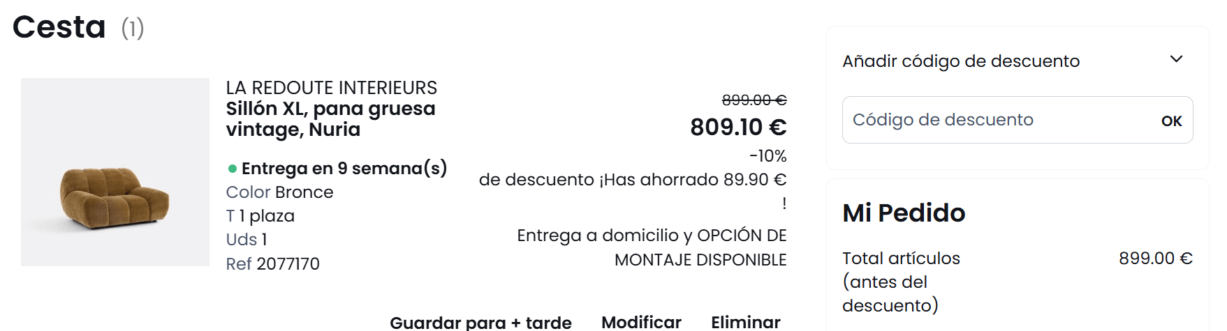 como aplicar un codigo descuento la redoute