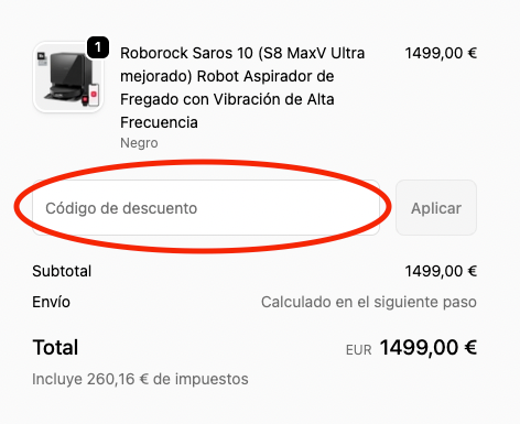 donde aplicar el codigo roborock