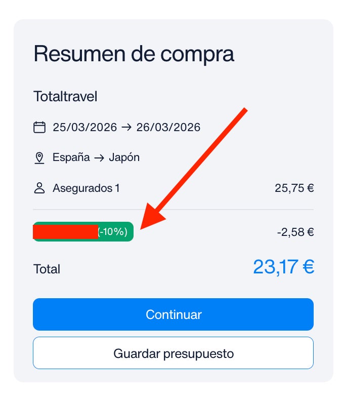 Codigo descuento Intermundial exclusivo aplicado en carrito