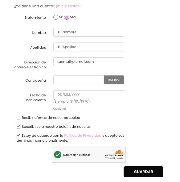 Formulario de suscripcion a The Beauty Corner