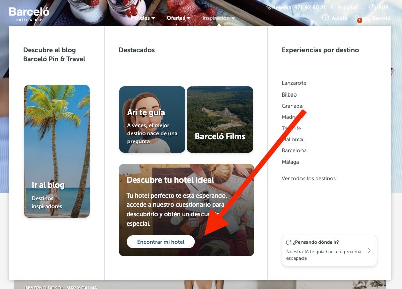 Boton para entrar en el test de Barcelo