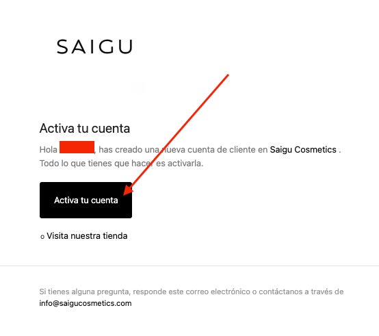Confirmacion de activacion de cuenta Saigu