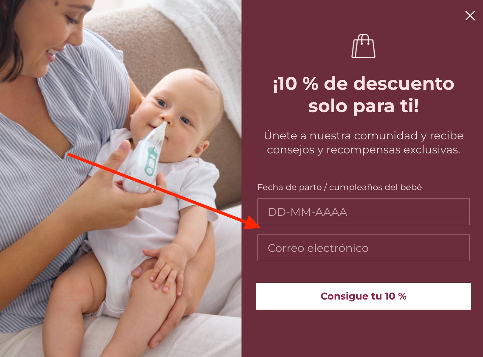 Formulario para recibir el descuento Momcozy del 10 por ciento
