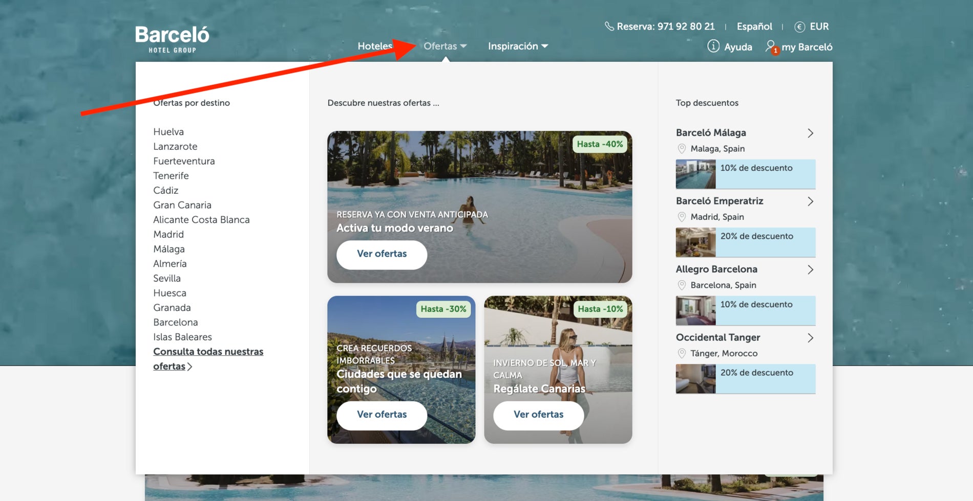 Boton de ofertas Barcelo Hoteles