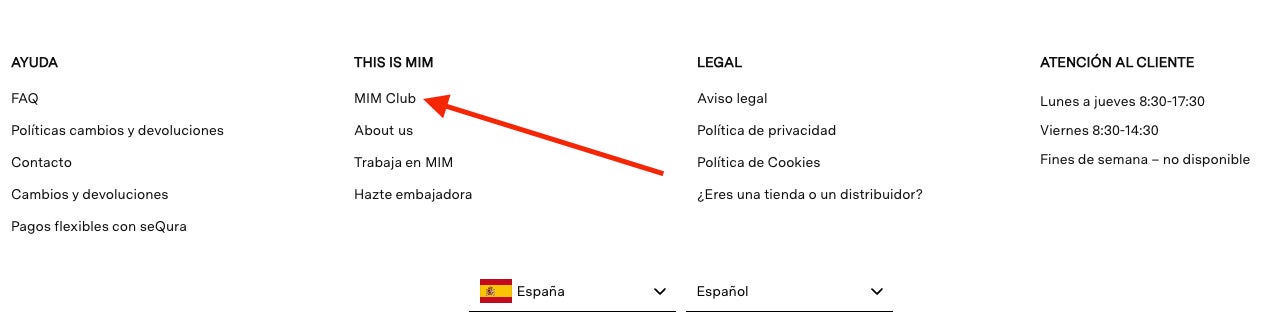 Boton para acceder al MIM Club