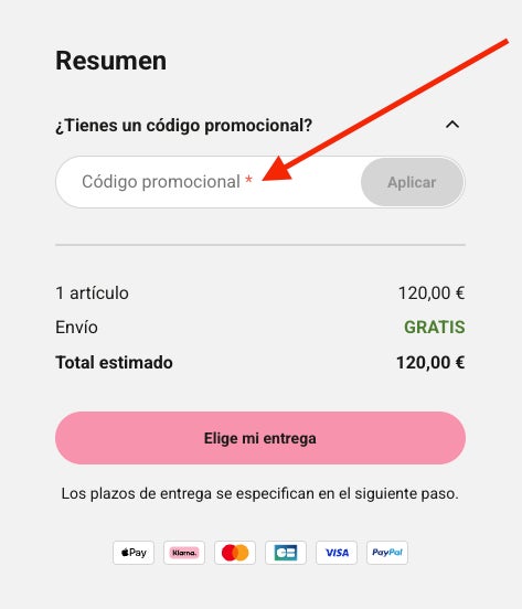 Donde aplicar el codigo promocional Sarenza
