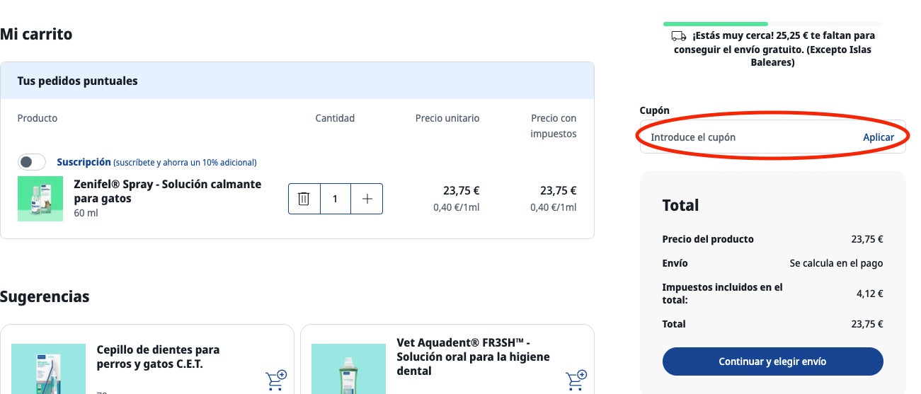 Donde aplicar el codigo descuento Virbac