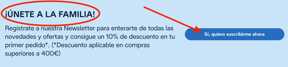 Boton de suscripcion a la newsletter de DeLonghi
