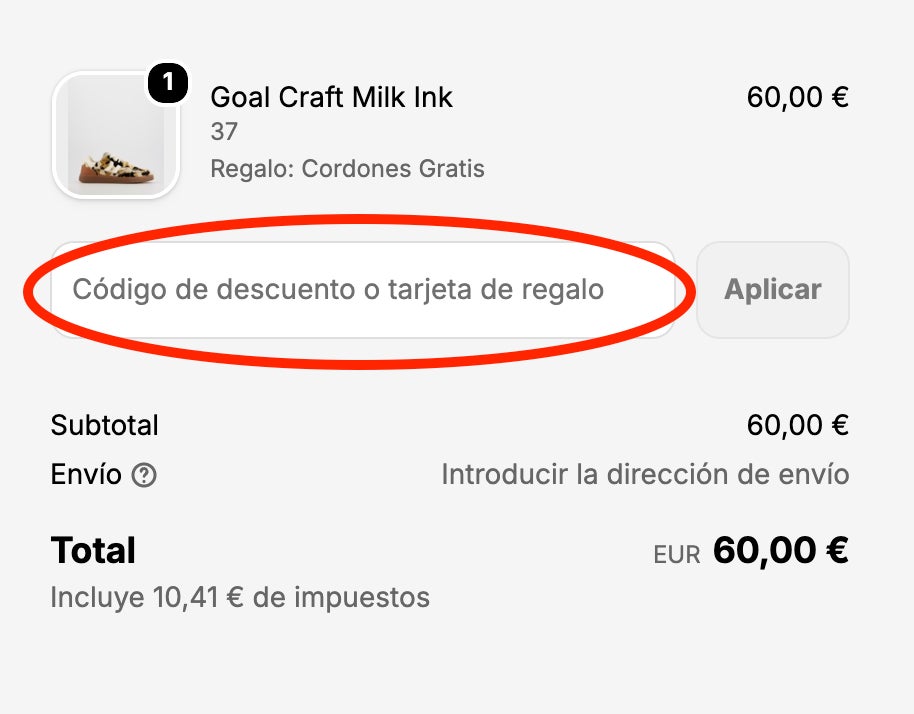 Casilla para aplicar el codigo descuento Coolway
