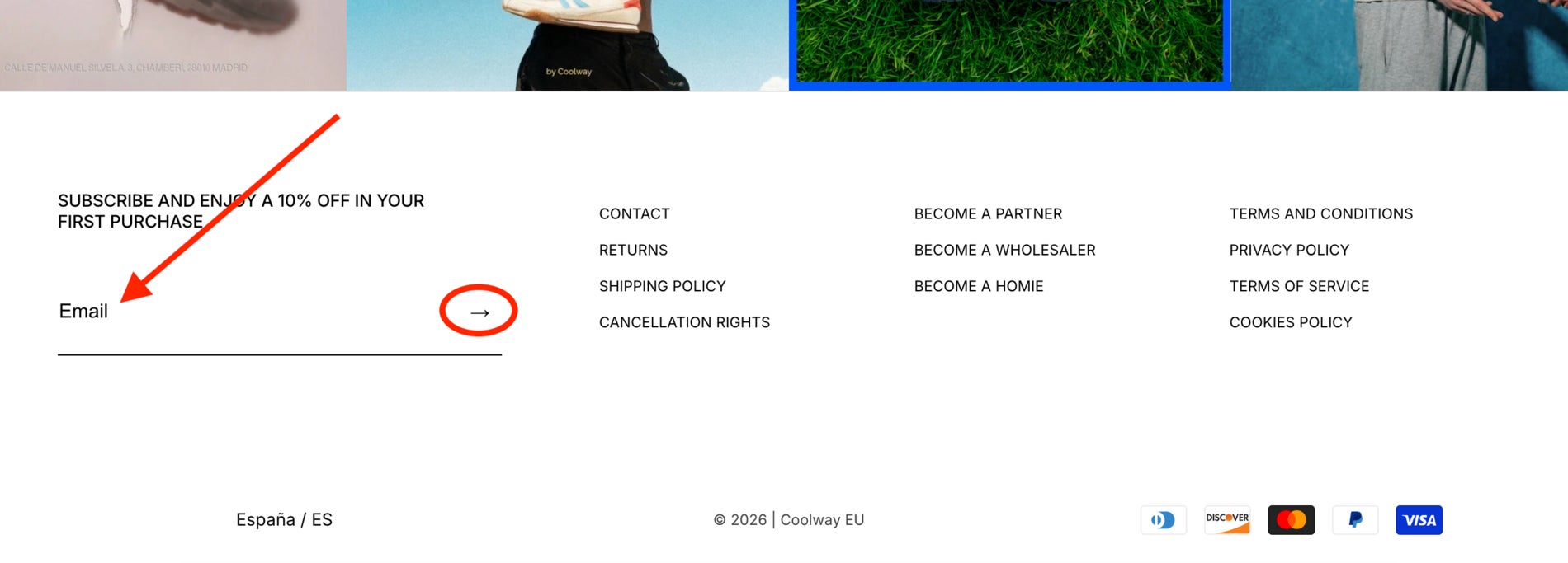 Formulario para conseguir un codigo descuento Coolway