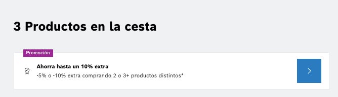 Mensaje de alerta de los descuentos Bosch