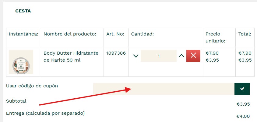 Donde puedes aplicar el codigo descuento The Body Shop