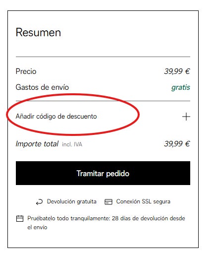 como encontrar la casilla para codigos descuento c&a