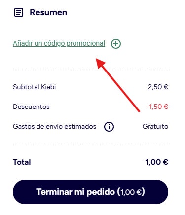 Como llegar hasta el codigo descuento kiabi