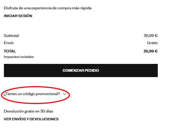 Como desplegar la casilla para cupon descuento mango