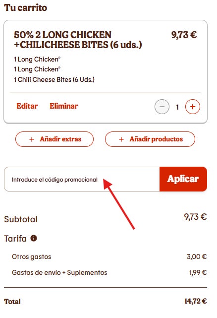 donde podemos aplicar el cupon burger king en la cesta