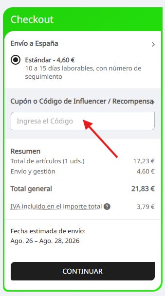 como podemos llegar hasta la casilla para el cupon descuento yesstyle