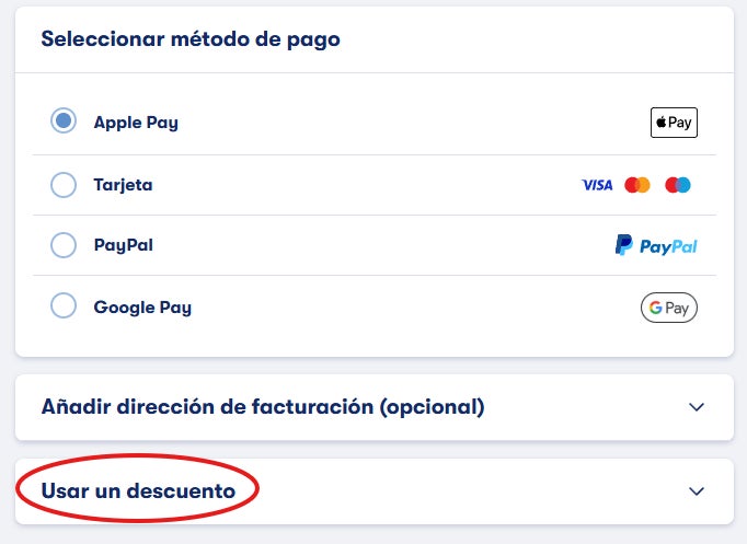 como desplegar la casilla para los cupones descuento Omio