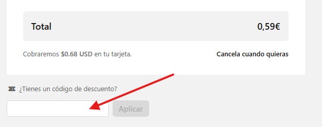 recuadro para usar el codigo descuento domestika