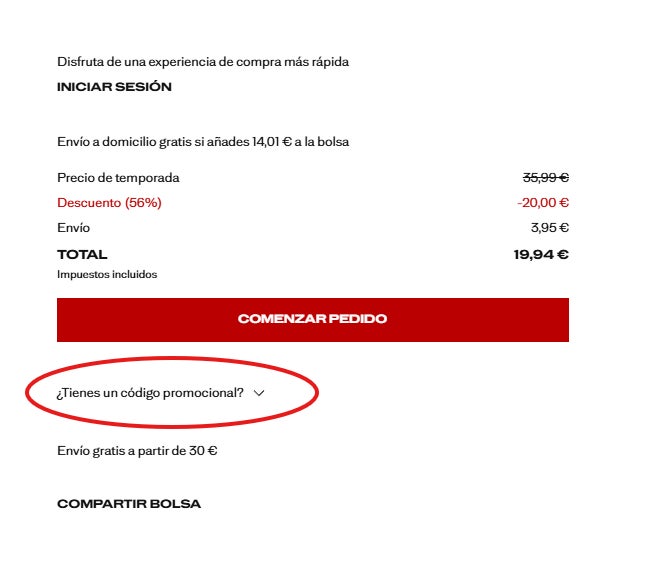 como llegar a la casilla para utilizar el cupon descuento mango outlet