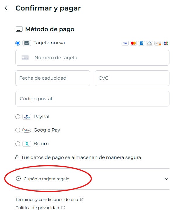 como llegar al recuadro para canjear el codigo descuento fever