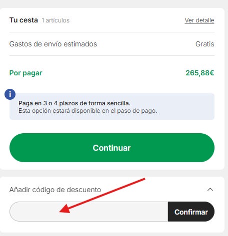 donde puedes escribir el codigo descuento pixmania