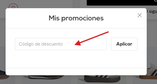 casilla donde puedes utilizar el codigo descuento privalia